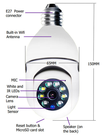 WiFi CAMERA 1080P Bulb 4X Zoom Camera E27 Home 5GWiFi Alarm Monitor - Premium 0 from Eretailer365.com - Just $5.71! Shop now at Eretailer365.com